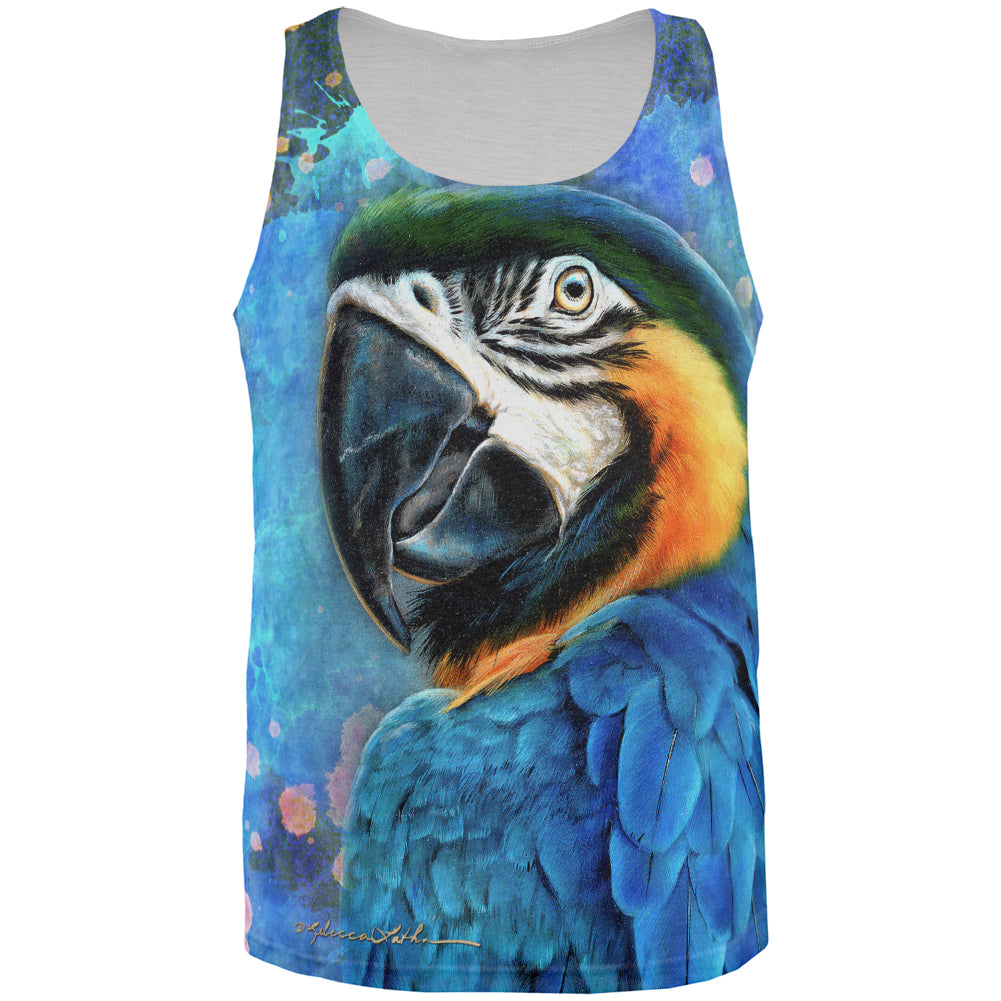 Exotic Blue Gold Macaw All Over Mens Tank Top Men's Tank Tops Old Glory LG Multi 