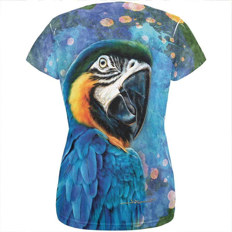 Exotic Blue Gold Macaw All Over Womens T Shirt Women's T-Shirts Old Glory   