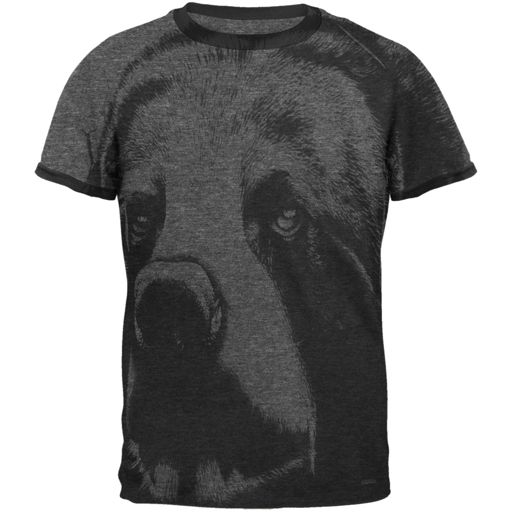 Spirit Bear Mens Ringer T Shirt Men's T-Shirts global MD Heather-Black 