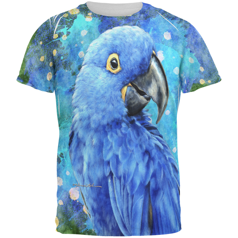 Blue Hyacinth Macaw Splatter All Over Mens T Shirt Men's T-Shirts Old Glory 2XL Multi 