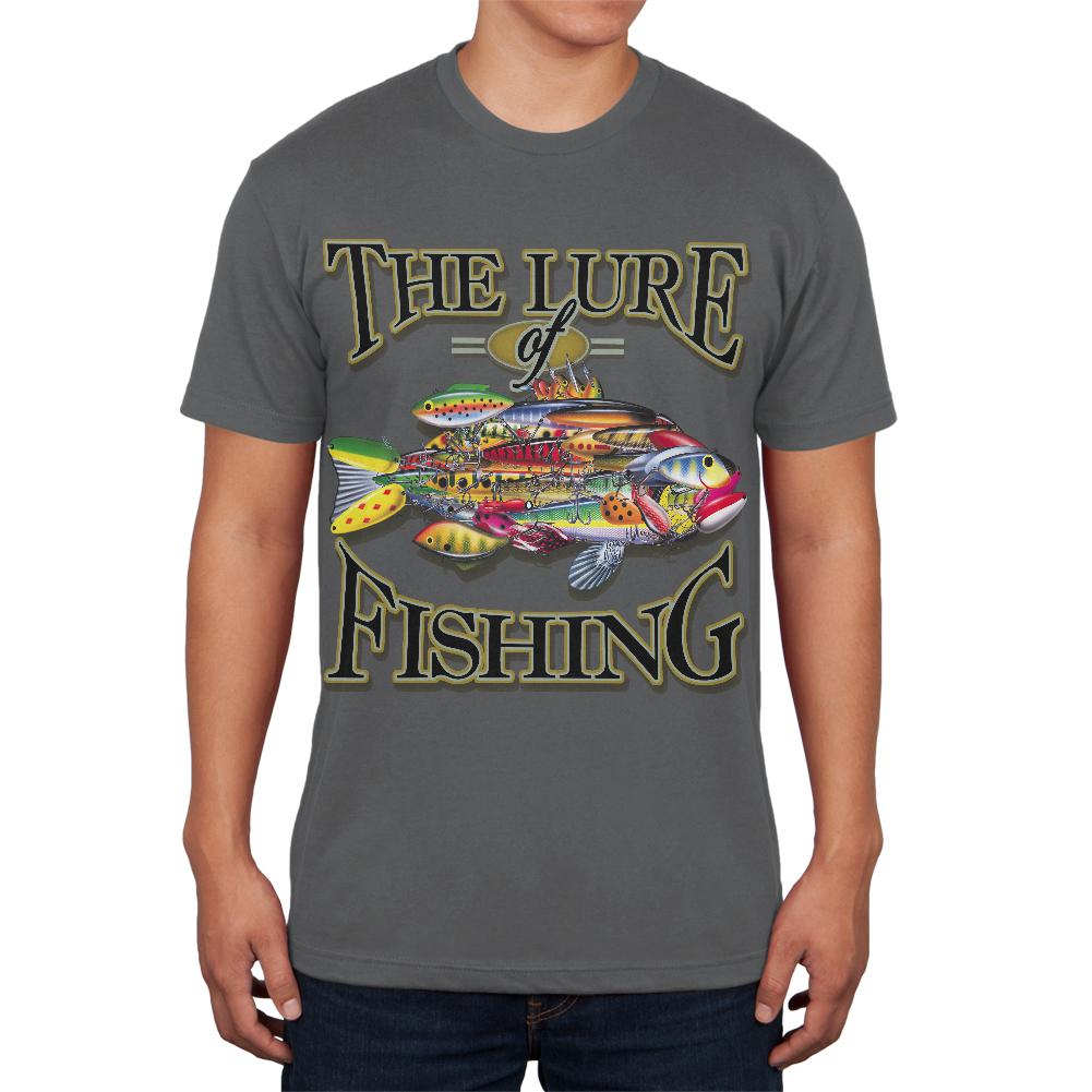 The Lures of Fishing Mens Soft T Shirt Men's T-Shirts Old Glory 2XL Grey 