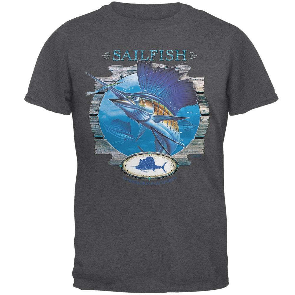 Sailfish Deep Sea Fishing Mens T Shirt Men's T-Shirts Old Glory 2XL Dark Heather 