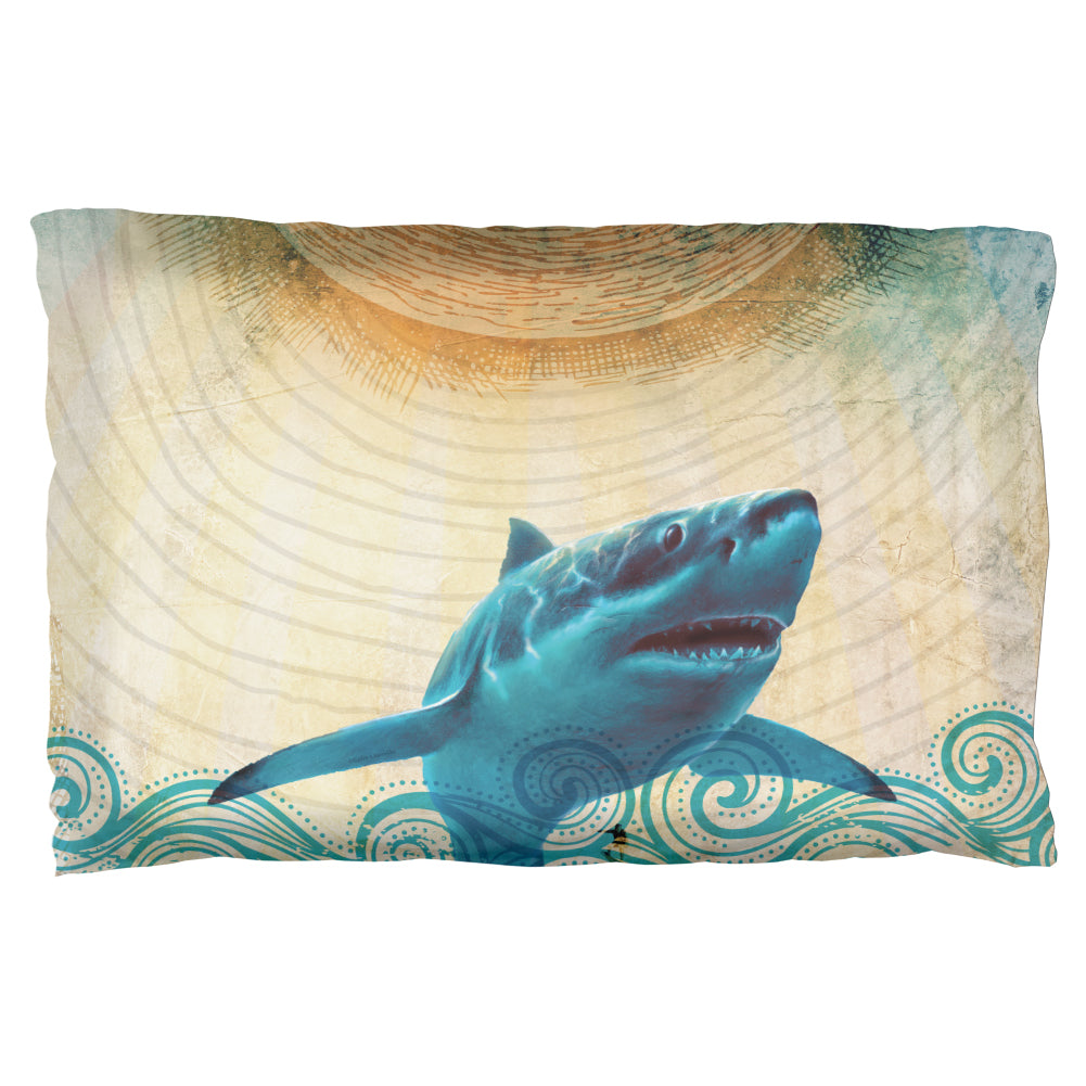 Great White Shark in Waves Pillow Case Pillowcases Old Glory OS Multi 