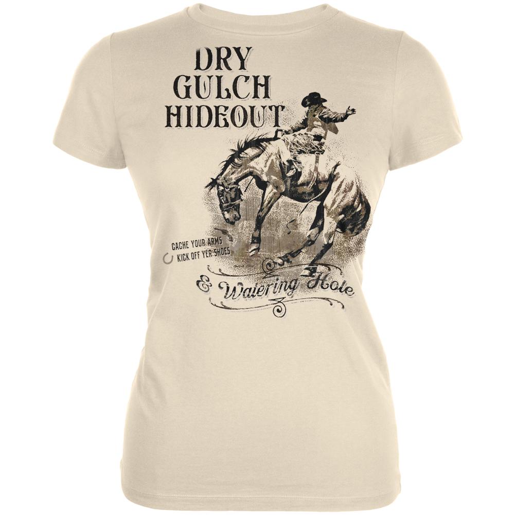 Dry Gultch Hideout and Watering Hole Juniors Soft T Shirt Juniors T-Shirts Old Glory LG Cream 