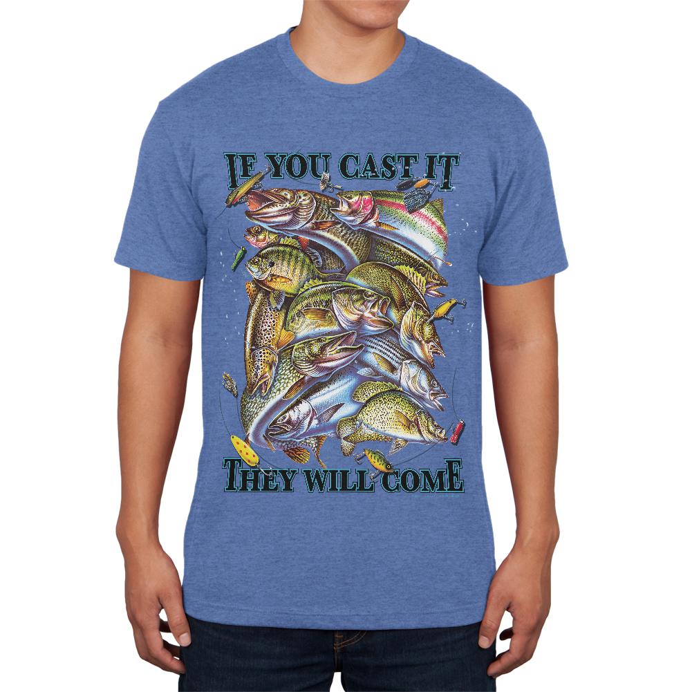 If You Cast It Fishing Mens Soft T Shirt Men's T-Shirts Old Glory 2XL Heather Royal 