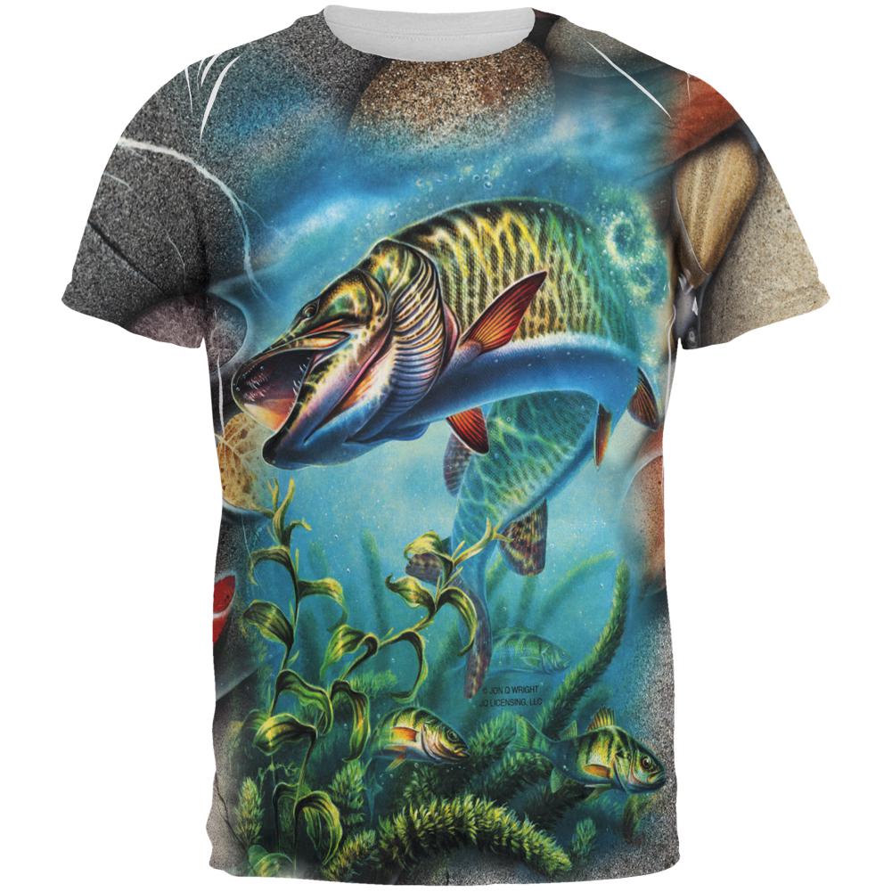 Muskie Fishing All Over Mens T Shirt Men's T-Shirts Old Glory 2XL Multi 