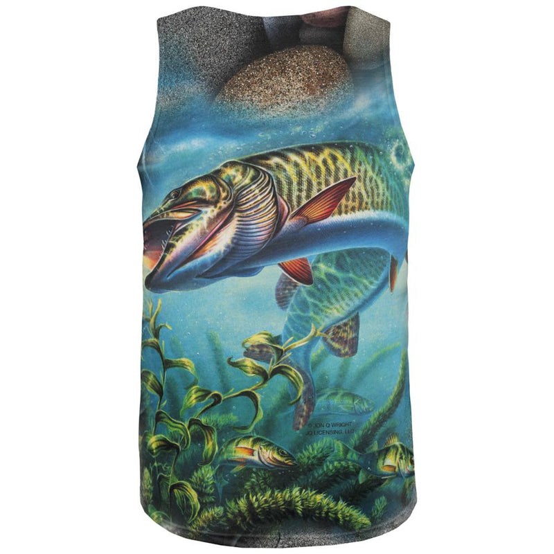 Muskie Fishing All Over Mens Tank Top Men's Tank Tops Old Glory   