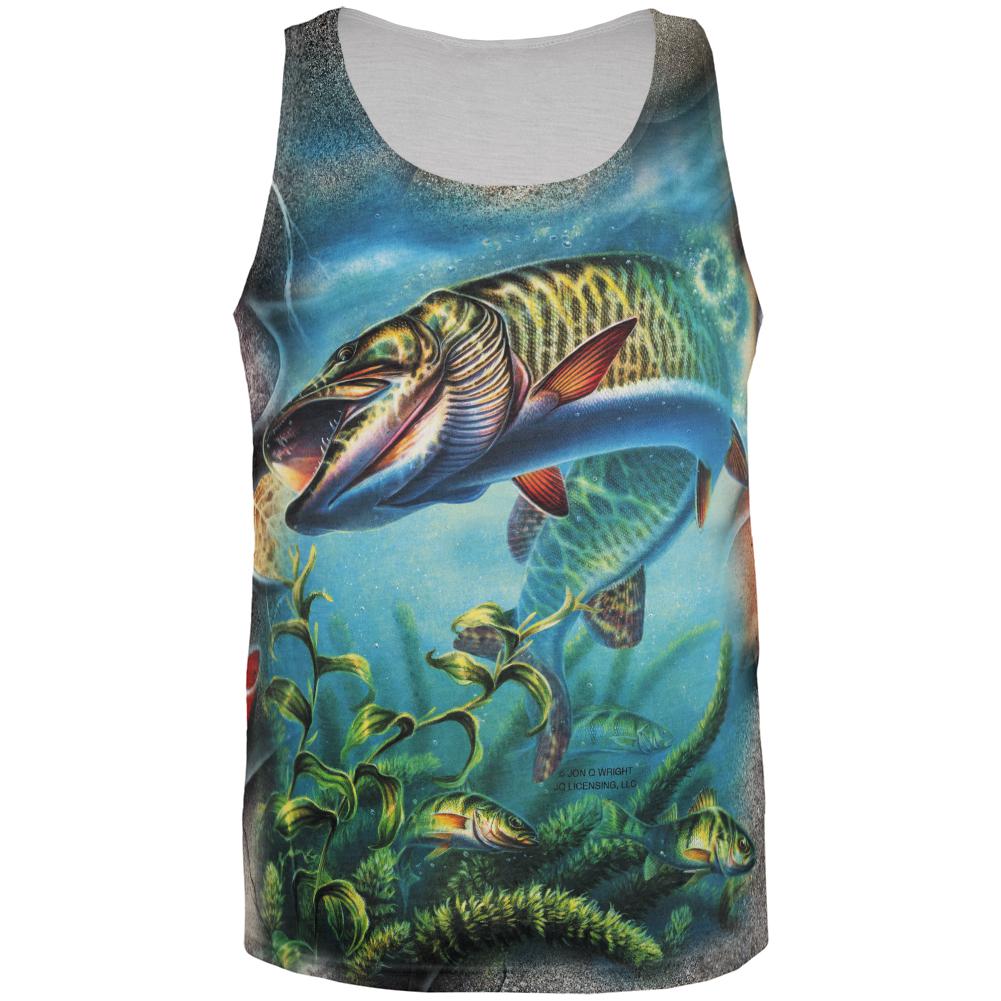 Muskie Fishing All Over Mens Tank Top Men's Tank Tops Old Glory 3XL Multi 