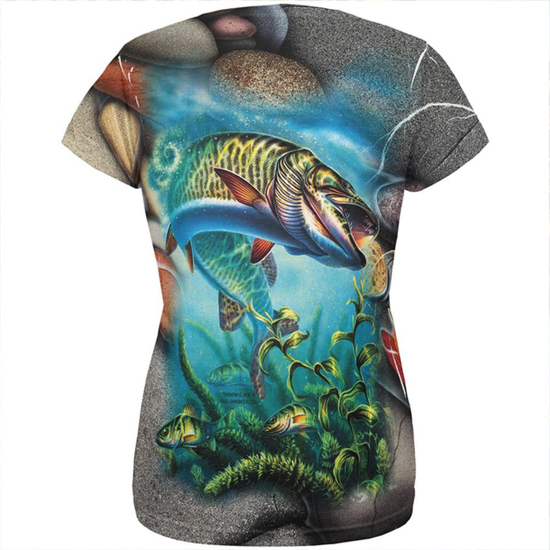 Muskie Fishing All Over Womens T Shirt Women's T-Shirts Old Glory   