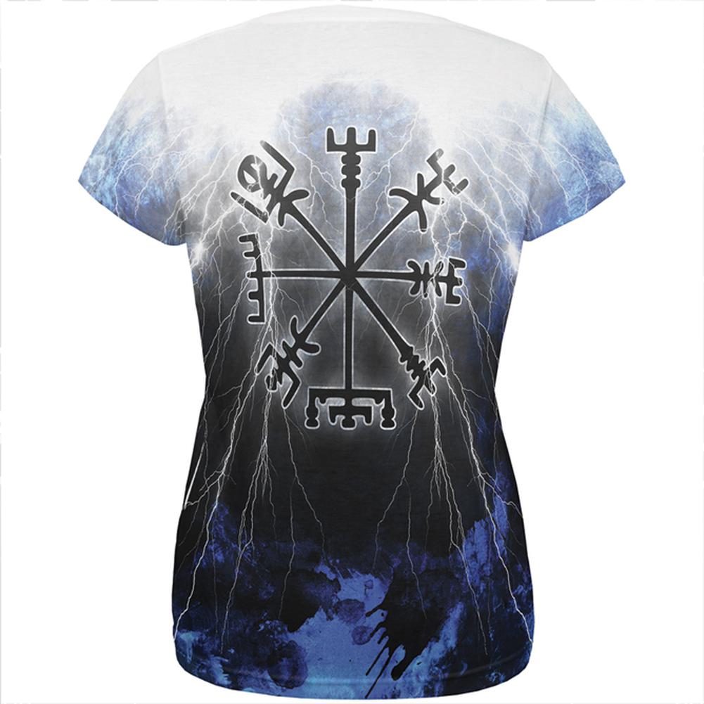 Vegvisir Nordic Viking Storm Compass All Over Womens T Shirt Women's T-Shirts Old Glory   