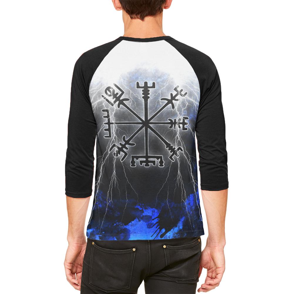 Vegvisir Nordic Viking Storm Compass Mens Raglan T Shirt Men's T-Shirts Old Glory   