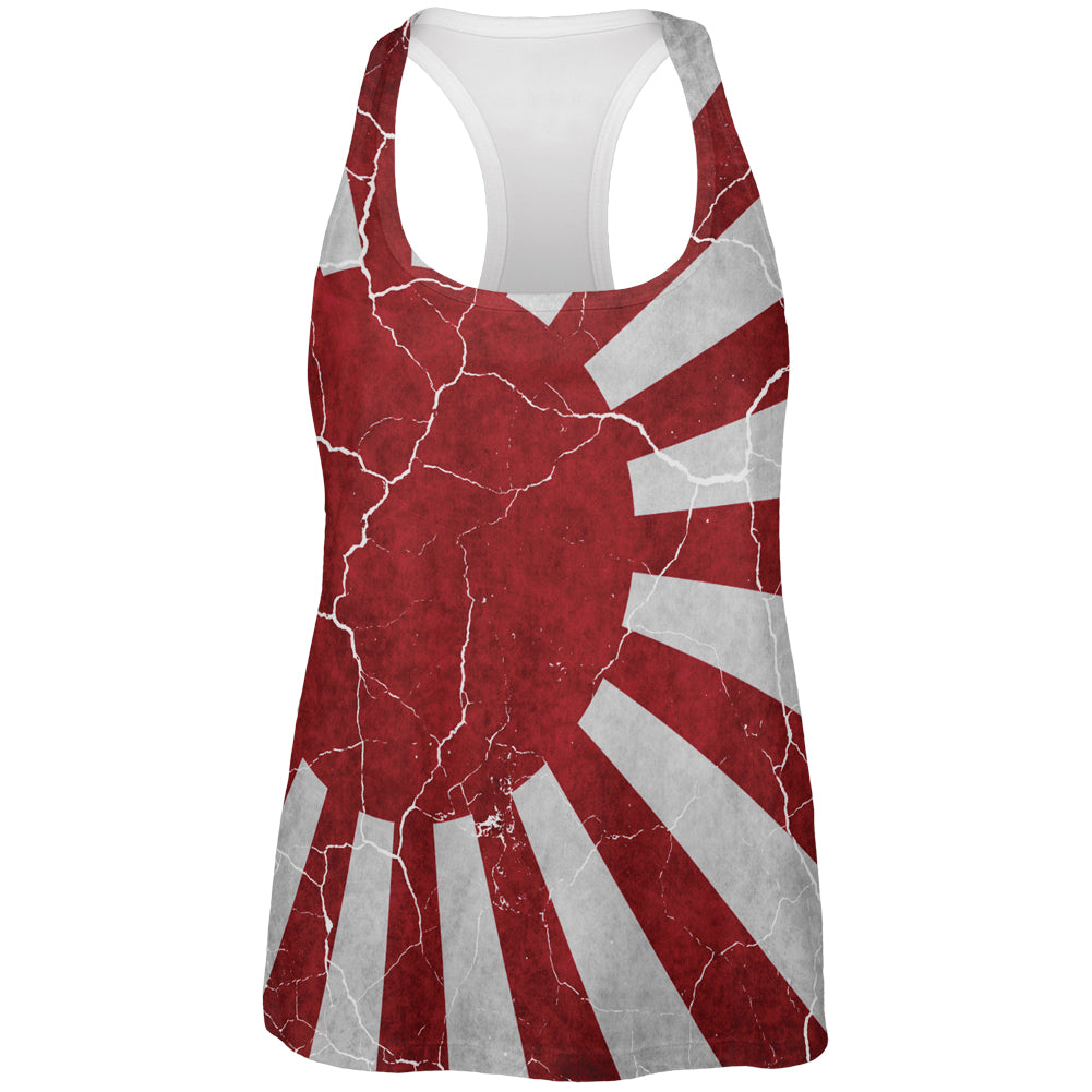 Distressed Japanese Rising Sun Flag All Over Womens Work Out Tank Top Women's Tank Tops Old Glory 2XL Multicolored 