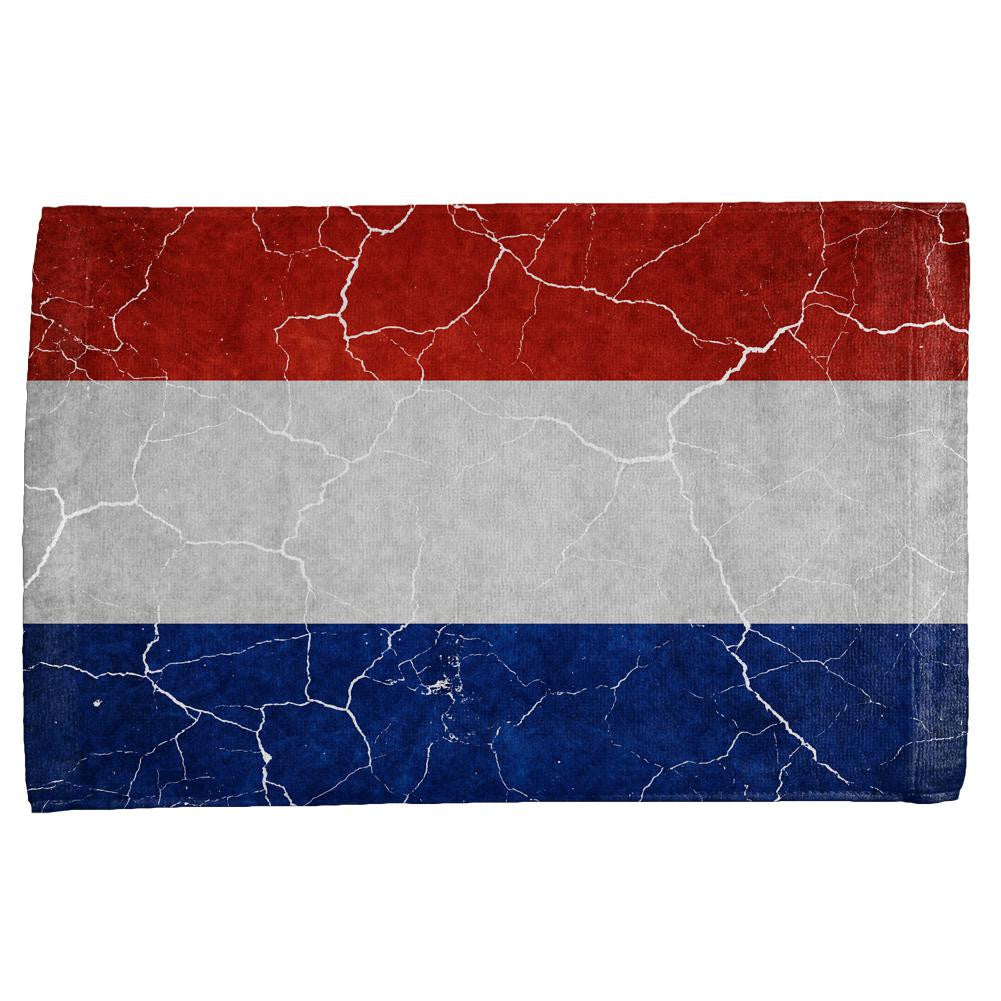 Distressed Netherlands Flag All Over Hand Towel Hand Towel Old Glory OS Multi 