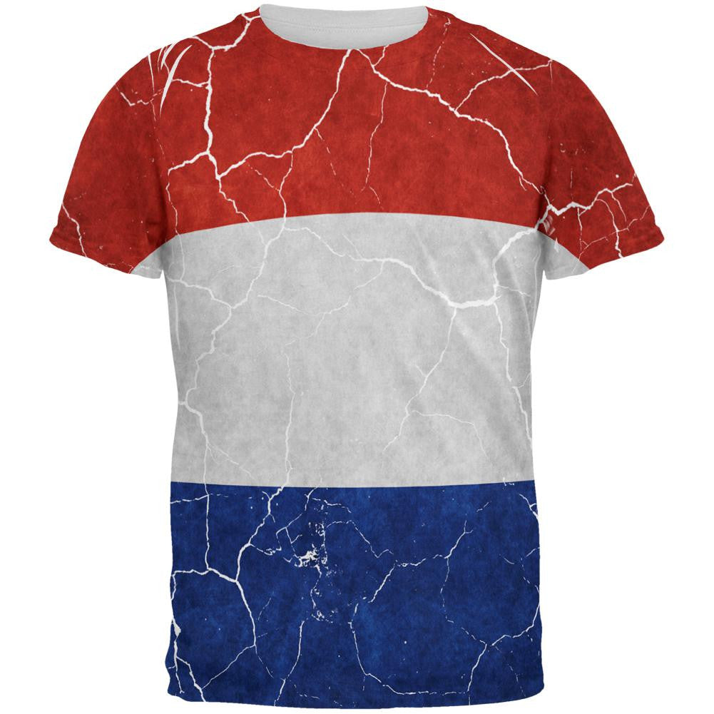 Distressed Netherlands Flag All Over Mens T Shirt Men's T-Shirts Old Glory 2XL Multi 
