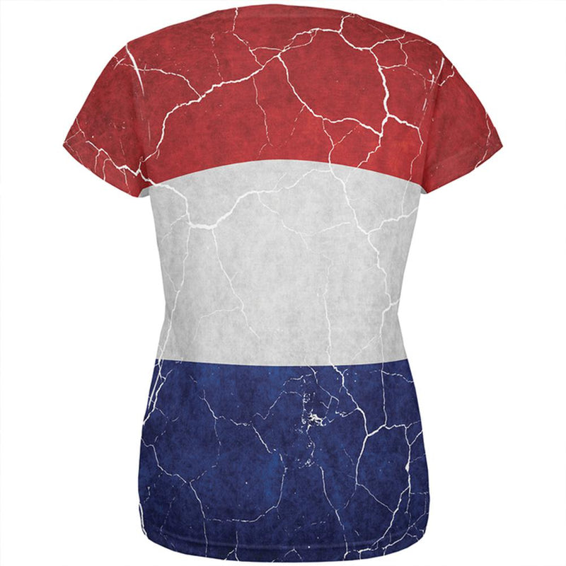 Distressed Netherlands Flag All Over Womens T Shirt Women's T-Shirts Old Glory   