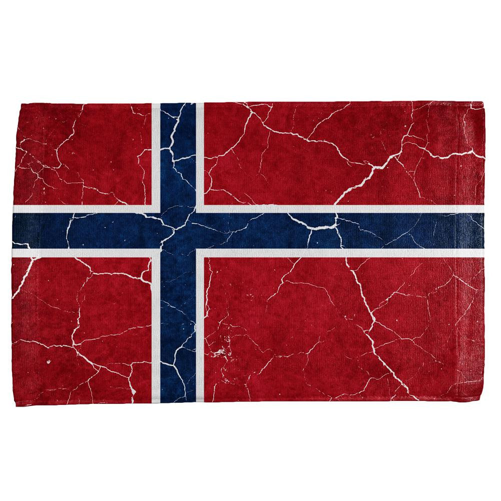 Distressed Norwegian Flag All Over Hand Towel Hand Towel Old Glory OS Multi 