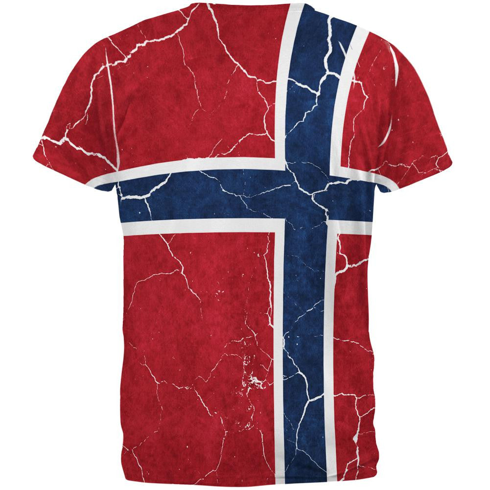 Distressed Norwegian Flag All Over Mens T Shirt Men's T-Shirts Old Glory   