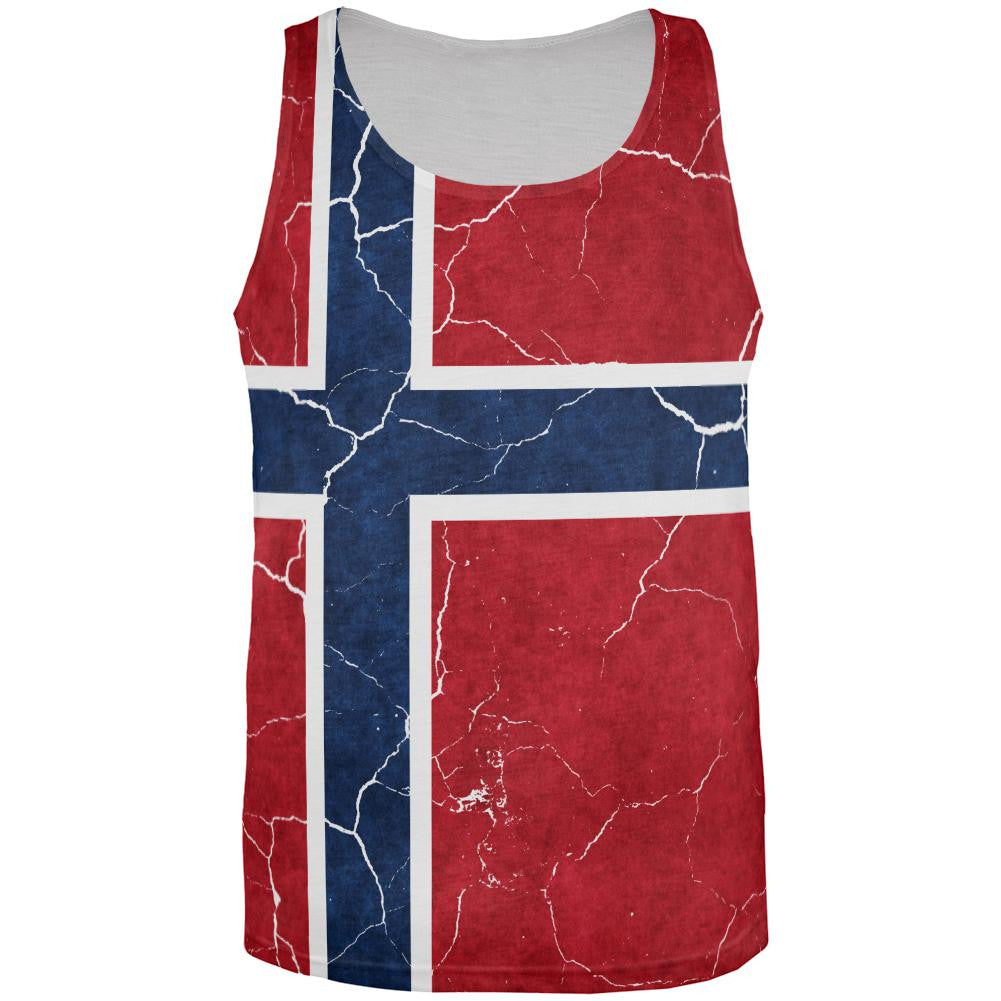 Distressed Norwegian Flag All Over Mens Tank Top Men's Tank Tops Old Glory 3XL Multi 