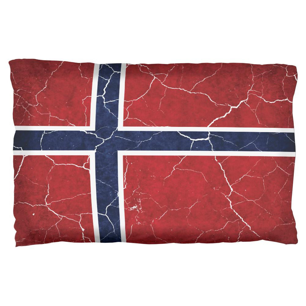 Distressed Norwegian Flag Pillow Case Pillowcases Old Glory OS Multi 