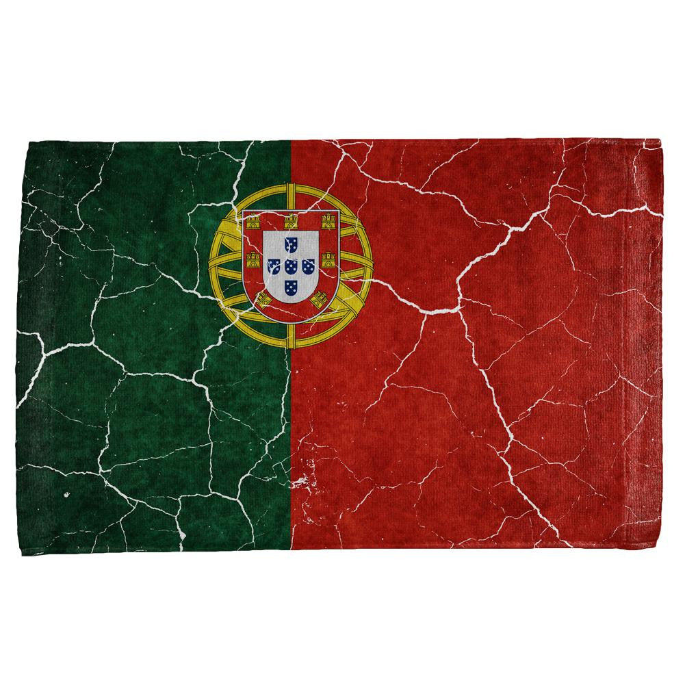 Distressed Portuguese Flag All Over Hand Towel Hand Towel Old Glory OS Multi 