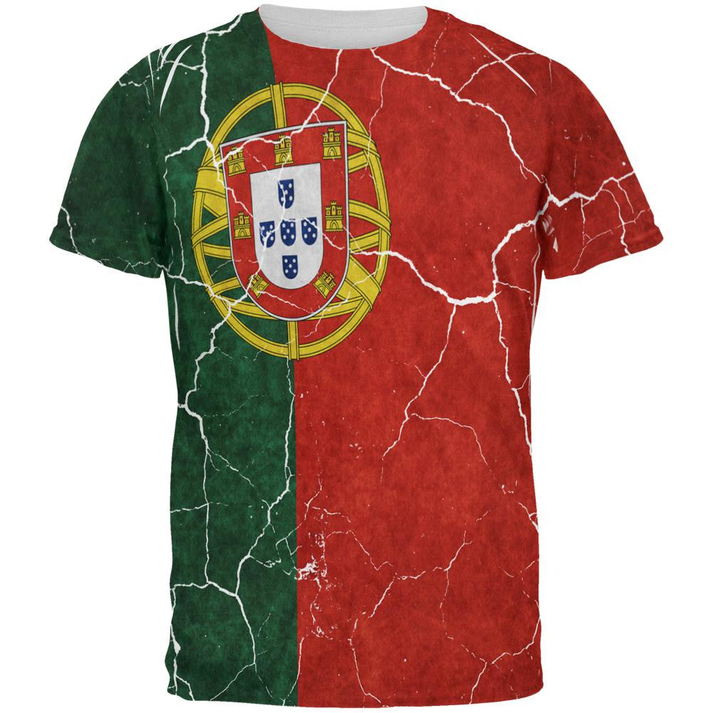 Distressed Portuguese Flag All Over Mens T Shirt Men's T-Shirts Old Glory 2XL Multi 