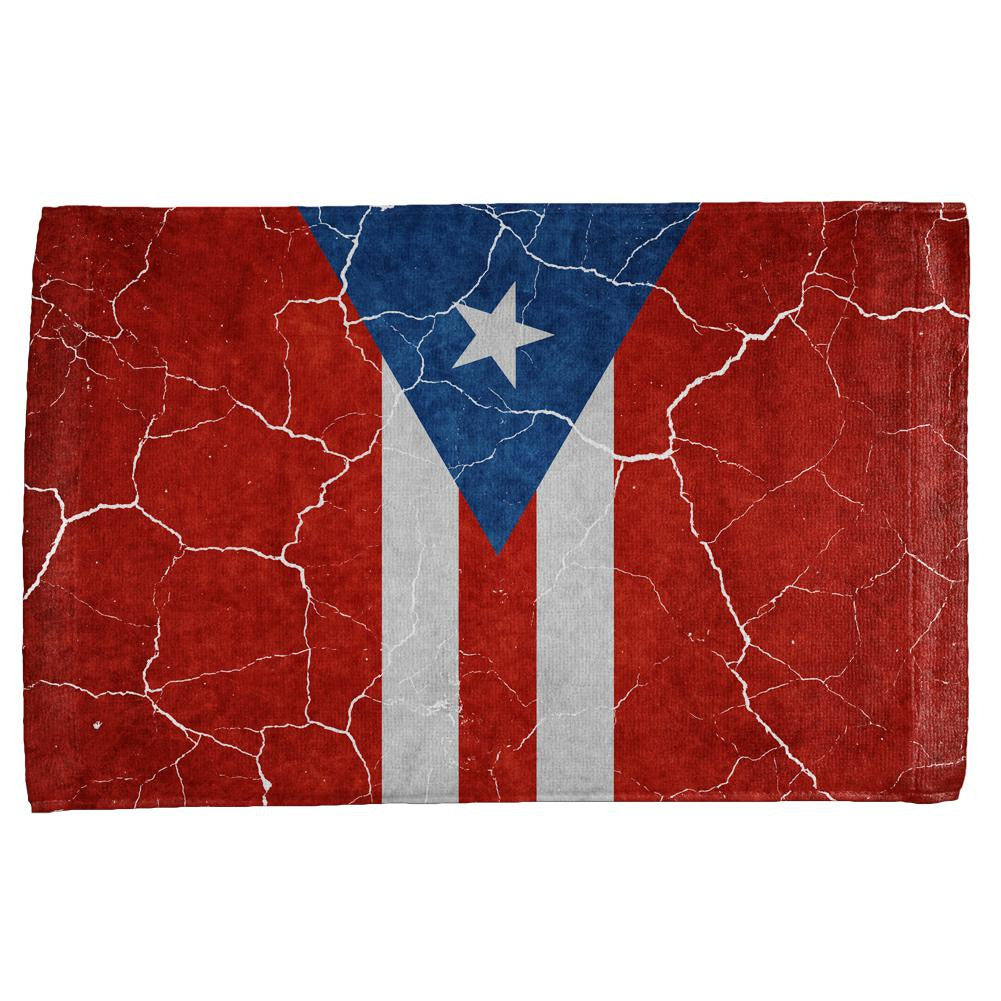 Distressed Puerto Rican Flag All Over Hand Towel Hand Towel Old Glory OS Multi 