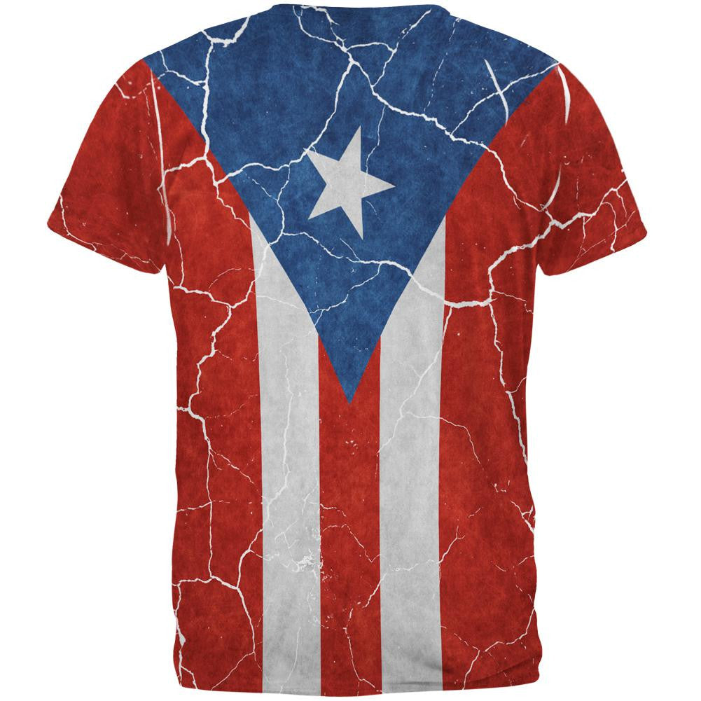 Distressed Puerto Rican Flag All Over Mens T Shirt Men's T-Shirts Old Glory   