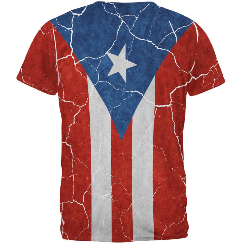 Distressed Puerto Rican Flag All Over Mens T Shirt Men's T-Shirts Old Glory   