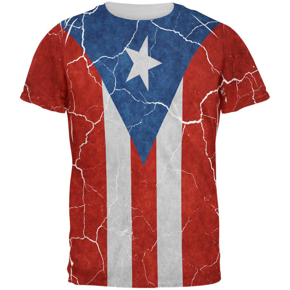 Distressed Puerto Rican Flag All Over Mens T Shirt Men's T-Shirts Old Glory 2XL Multi 