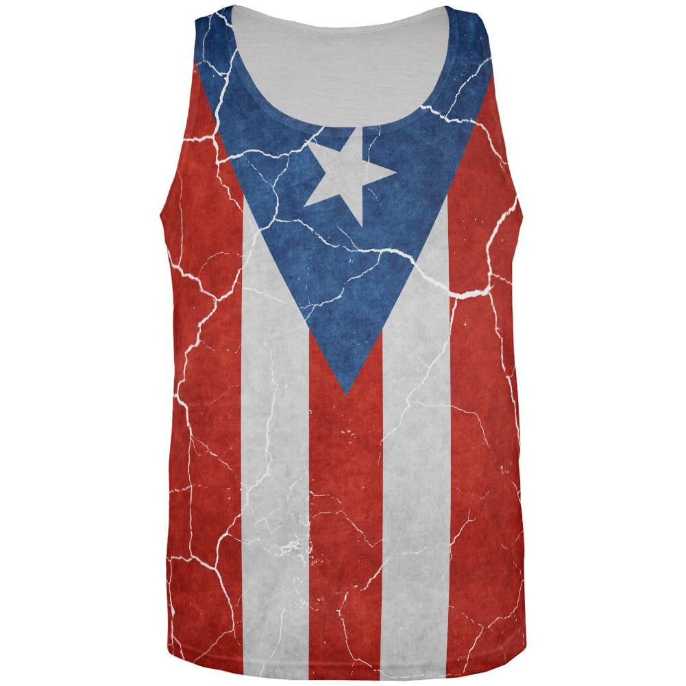 Distressed Puerto Rican Flag All Over Mens Tank Top Men's Tank Tops Old Glory 3XL Multi 