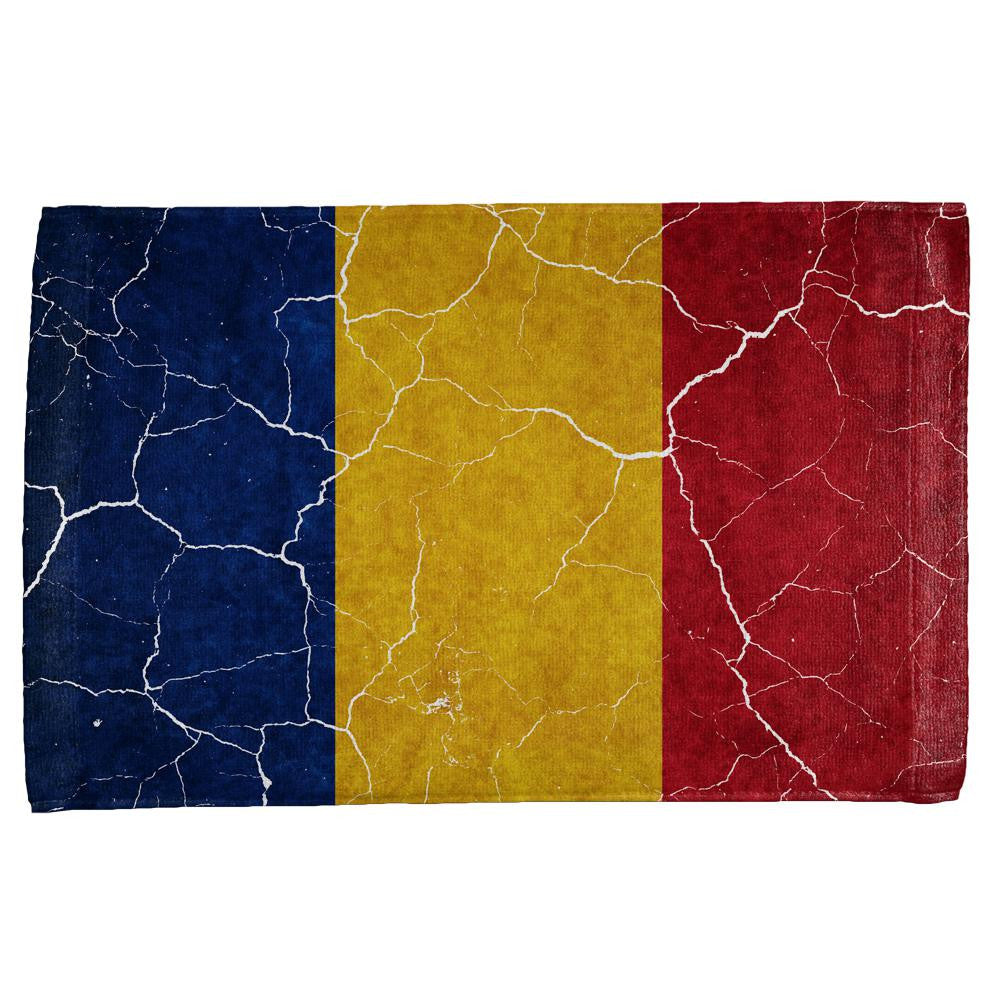 Distressed Romanian Flag All Over Hand Towel Hand Towel Old Glory OS Multi 