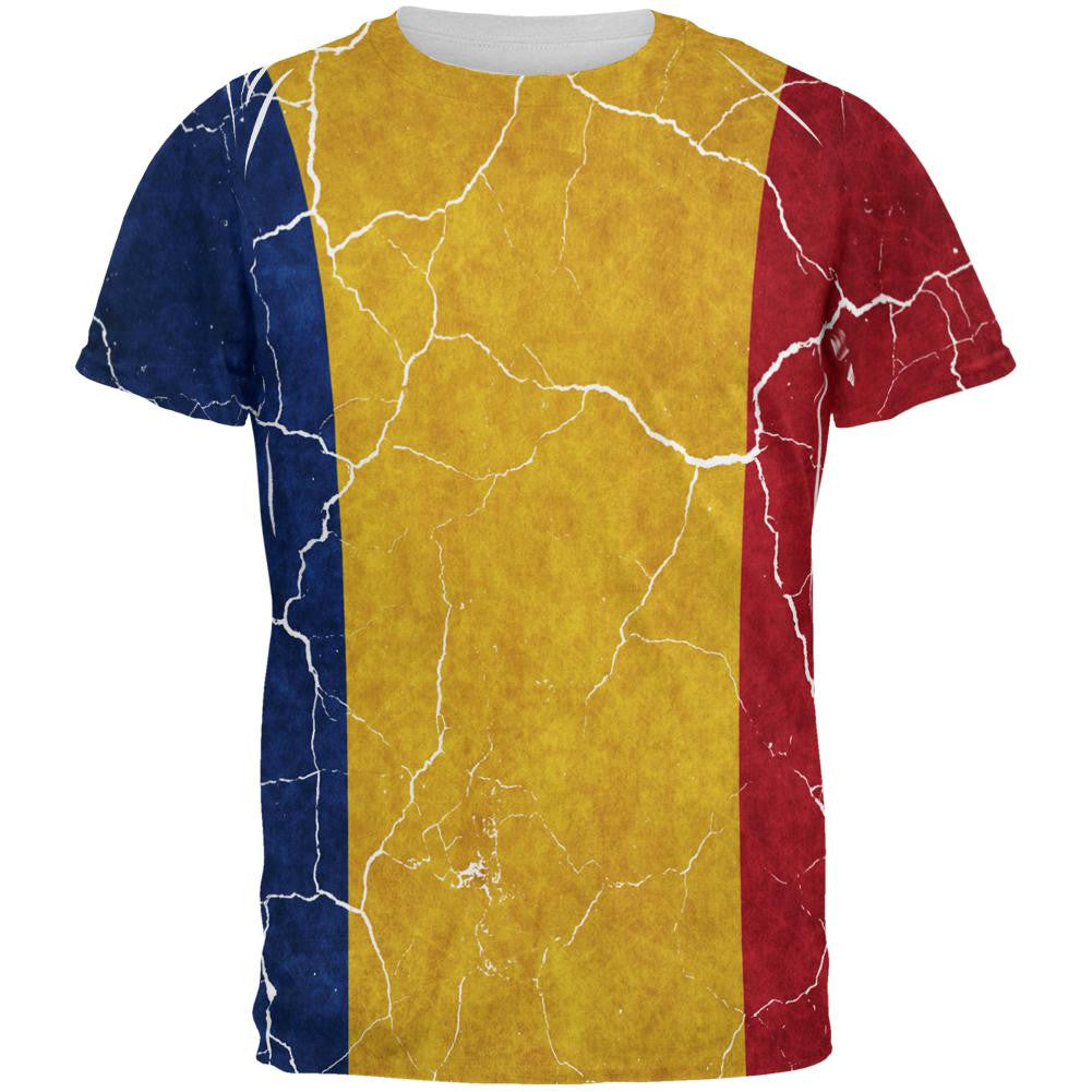 Distressed Romanian Flag All Over Mens T Shirt Men's T-Shirts Old Glory 2XL Multi 