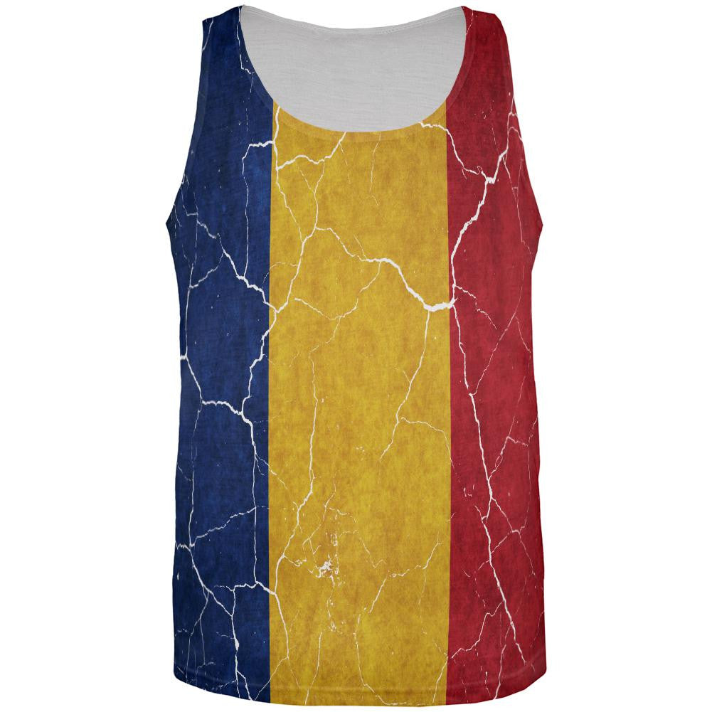 Distressed Romanian Flag All Over Mens Tank Top Men's Tank Tops Old Glory 3XL Multi 