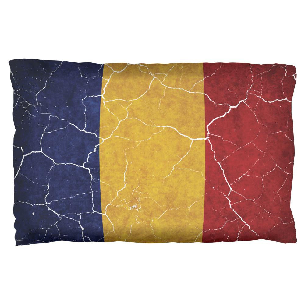 Distressed Romanian Flag Pillow Case Pillowcases Old Glory OS Multi 