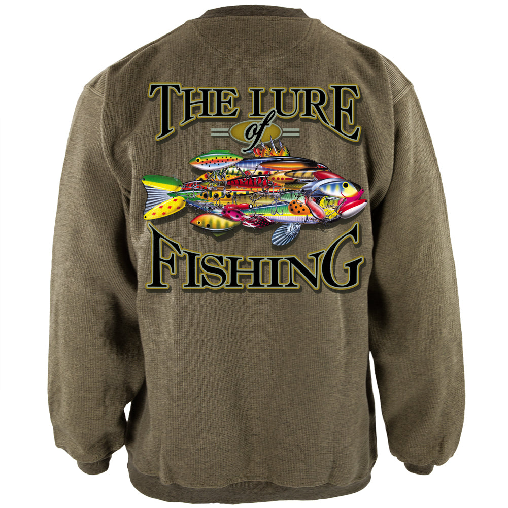 The Lures Of FIshing Henley Mens Pullover Sweatshirt Men's Sweatshirts Old Glory LG Green 