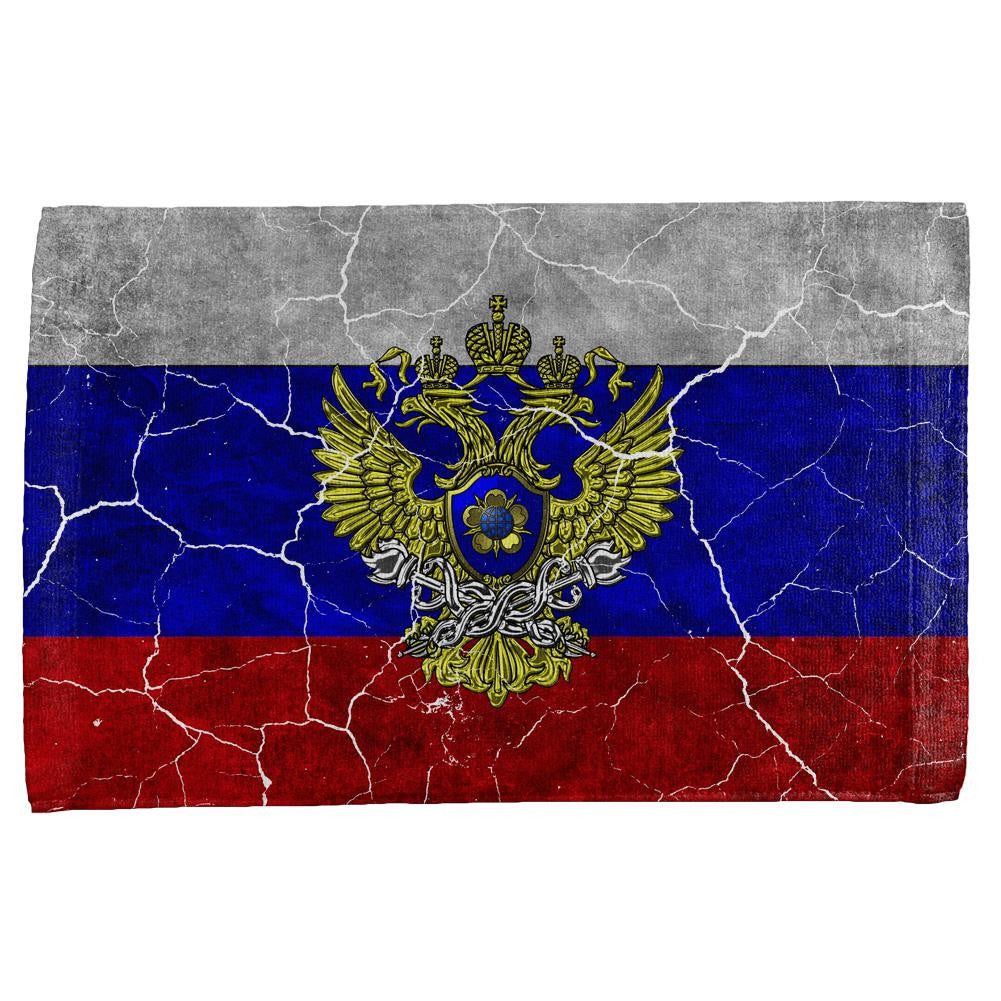 Distressed Russian Imperial Flag All Over Hand Towel Hand Towel Old Glory OS Multi 