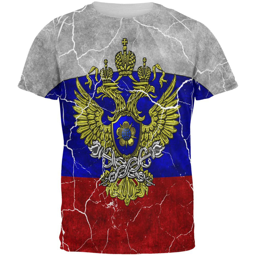 Distressed Russian Imperial Flag All Over Mens T Shirt Men's T-Shirts Old Glory 2XL Multi 