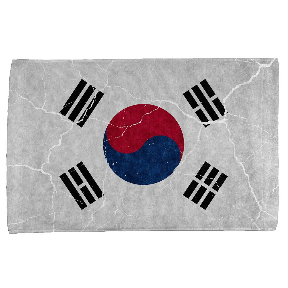 Distressed South Korean Flag All Over Hand Towel Hand Towel Old Glory OS Multi 