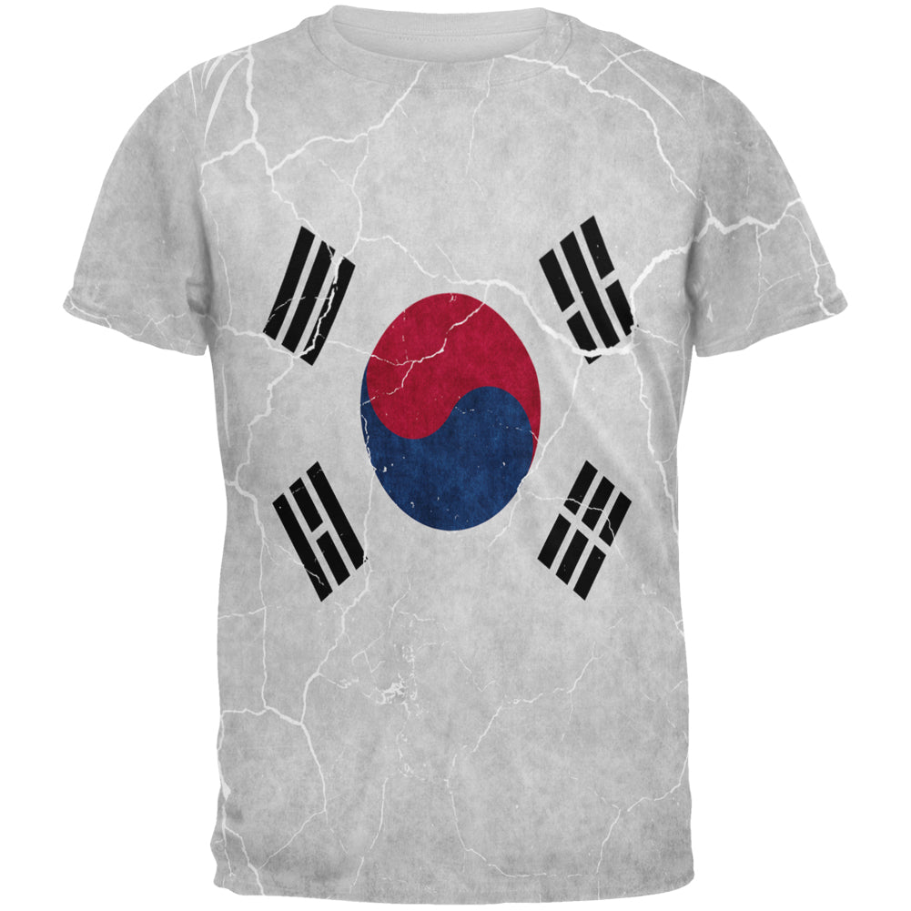 Distressed South Korean Flag All Over Mens T Shirt Men's T-Shirts Old Glory 2XL Multicolored 