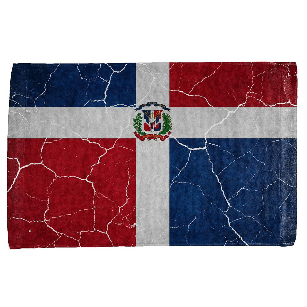 Distressed Dominican Republic Flag All Over Hand Towel Hand Towel Old Glory OS Multi 