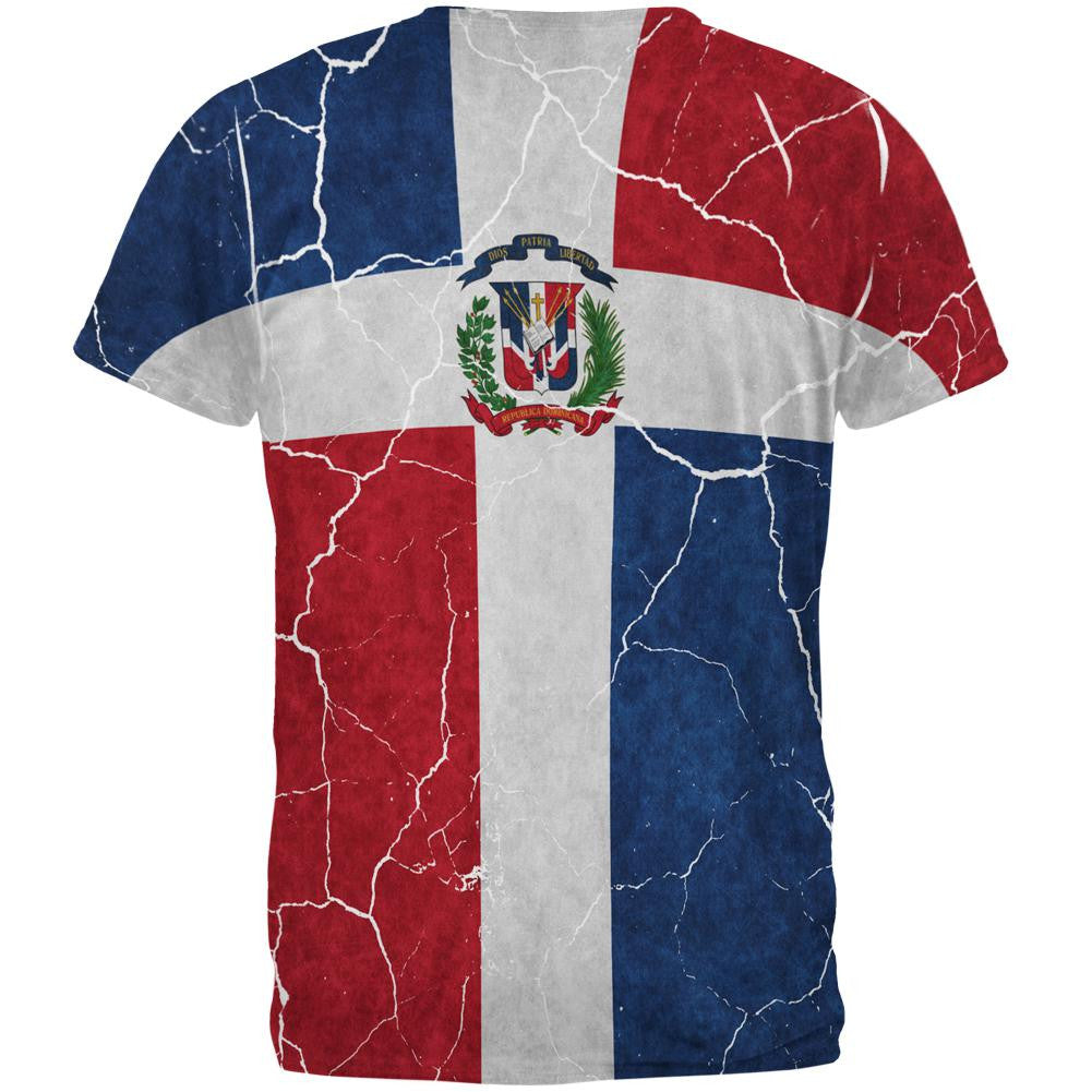 Distressed Dominican Republic Flag All Over Mens T Shirt Men's T-Shirts Old Glory   