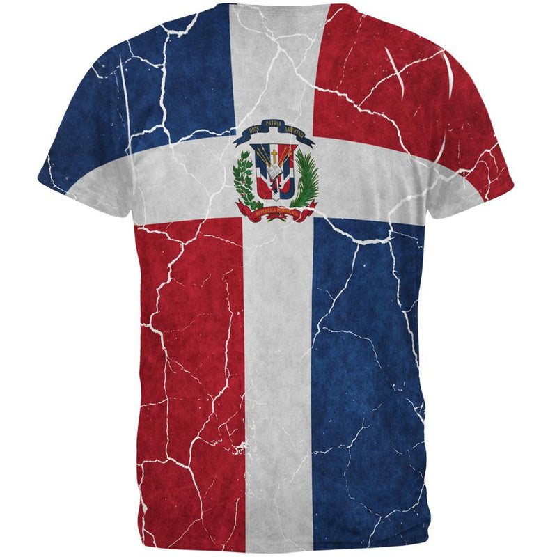Distressed Dominican Republic Flag All Over Mens T Shirt Men's T-Shirts Old Glory   