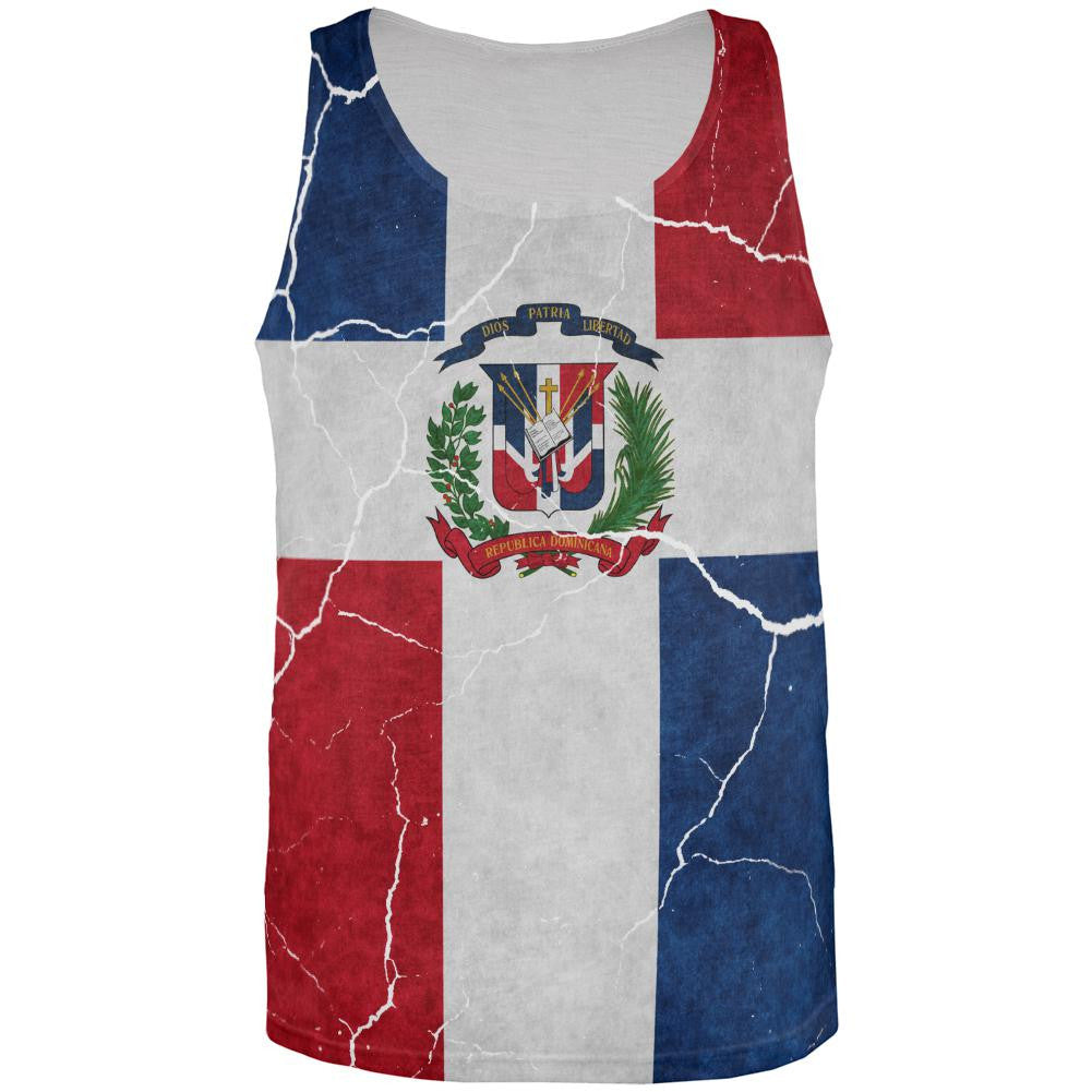 Distressed Dominican Republic Flag All Over Mens Tank Top Men's Tank Tops Old Glory 3XL Multi 