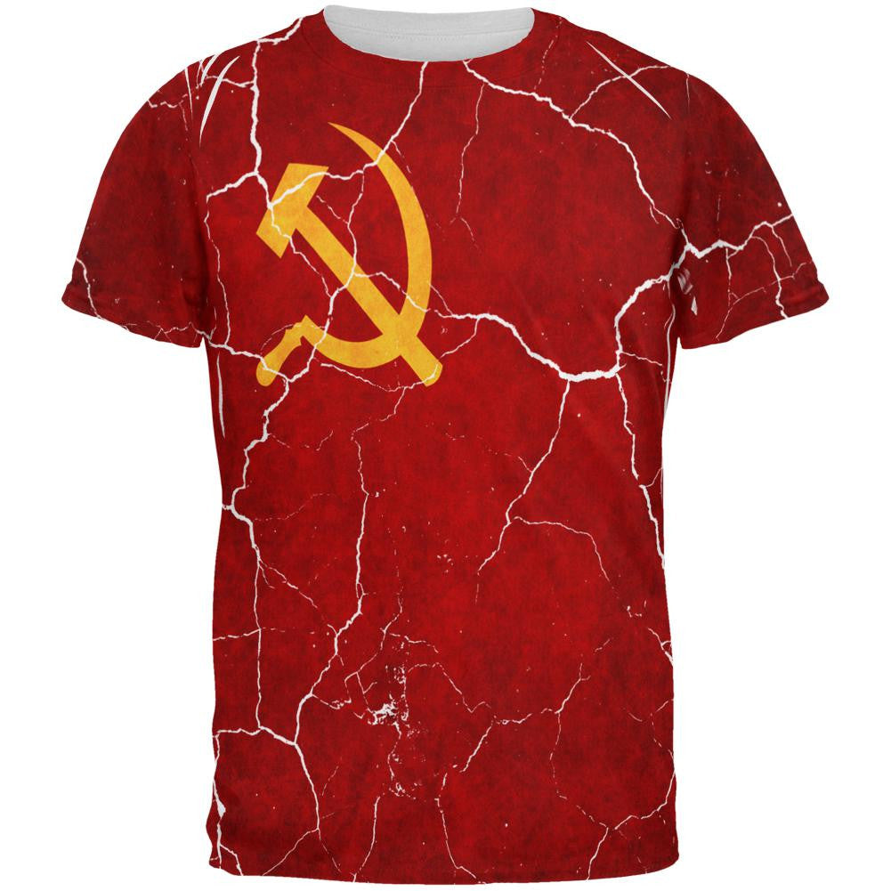 Distressed Soviet Union Flag All Over Mens T Shirt Men's T-Shirts Old Glory 2XL Multi 