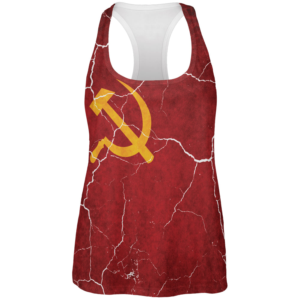 Distressed Soviet Union Flag All Over Womens Work Out Tank Top Women's Tank Tops Old Glory 2XL Multicolored 