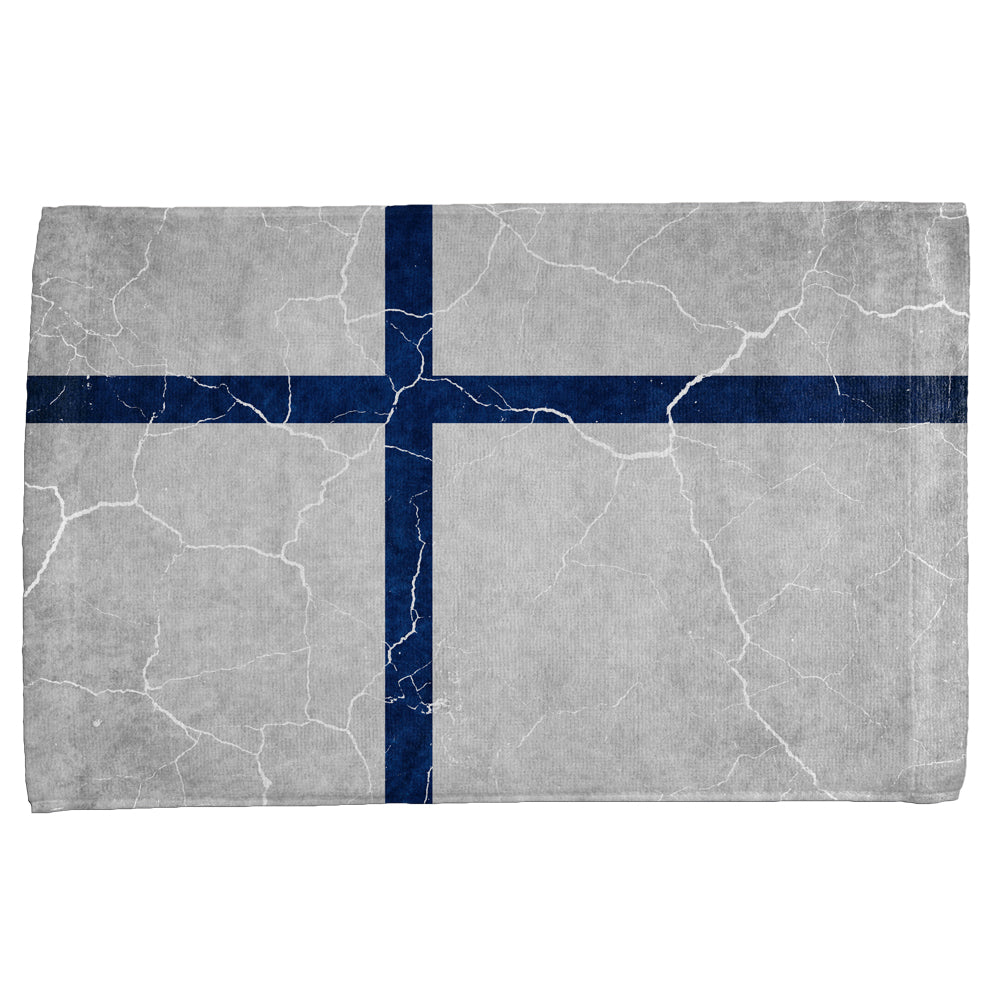 Distressed Finland Flag All Over Hand Towel Hand Towel Old Glory OS Multicolored 