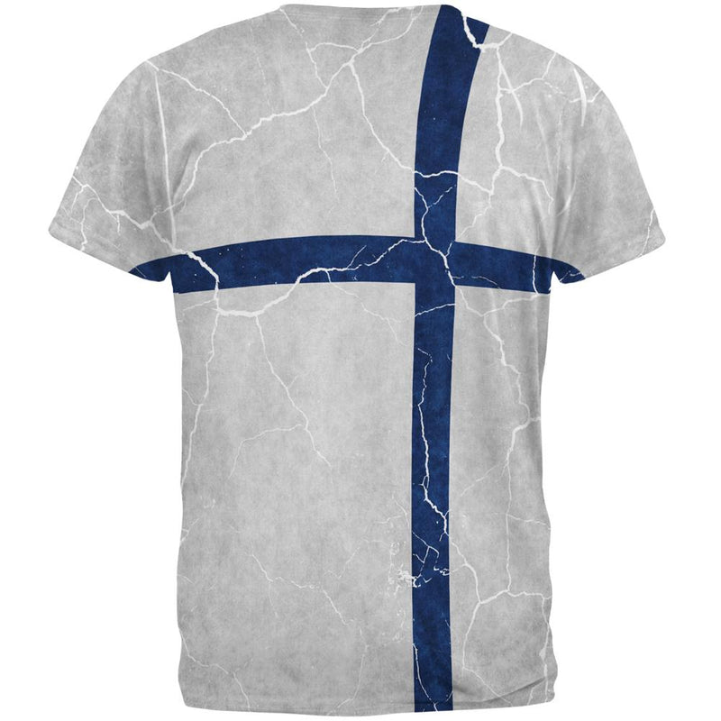 Distressed Finland Flag All Over Mens T Shirt Men's T-Shirts Old Glory   