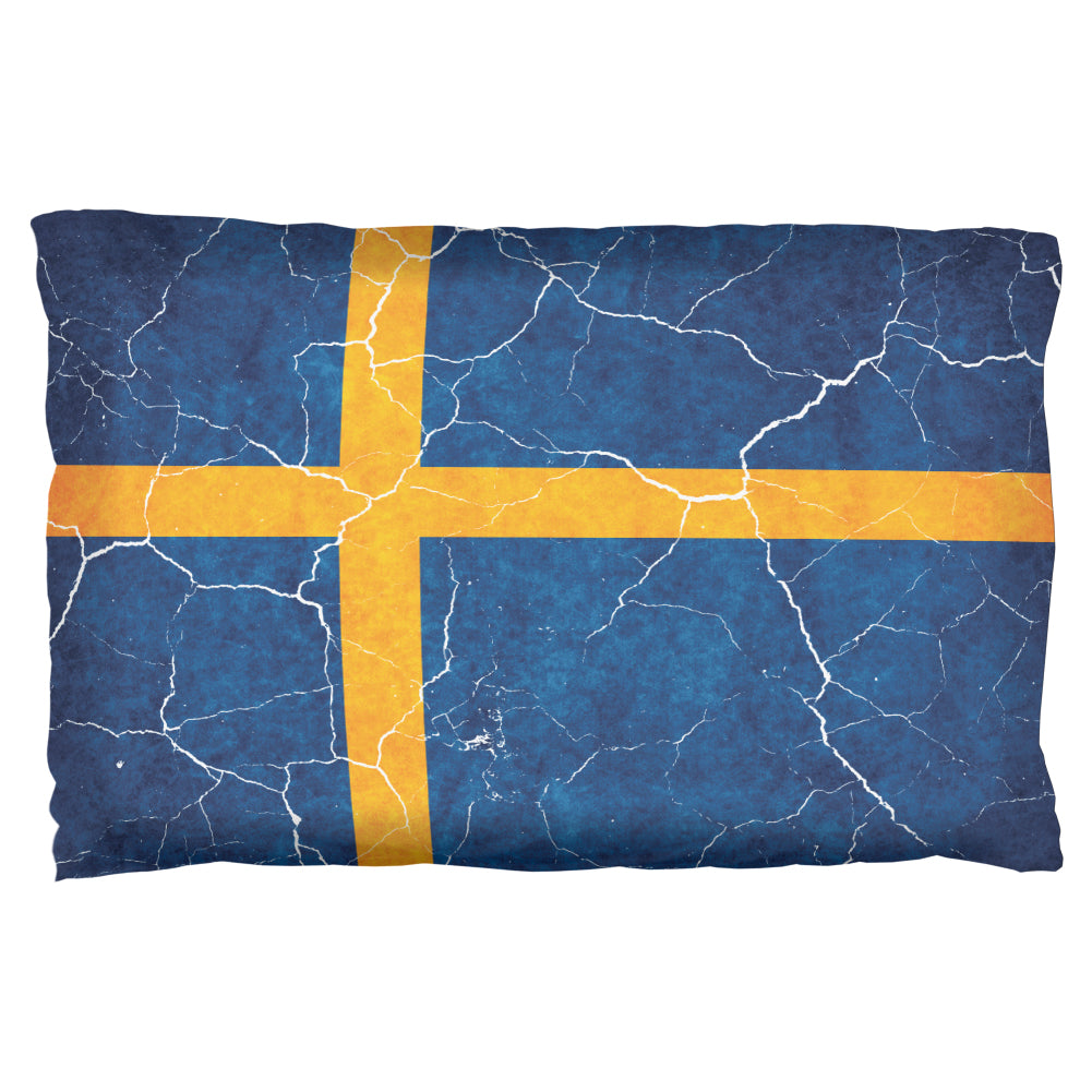 Distressed Swedish Flag Pillow Case Pillowcases Old Glory OS Multicolored 