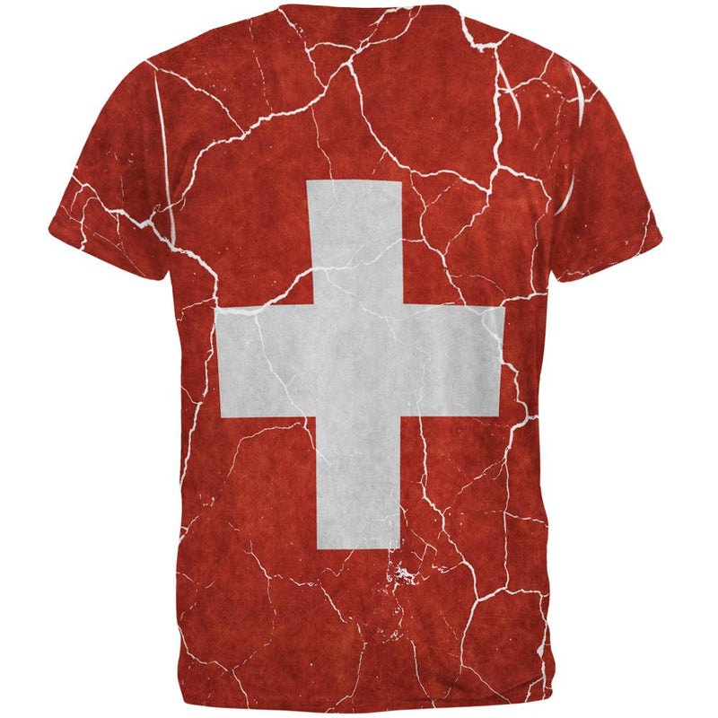 Distressed Swiss Flag All Over Mens T Shirt Men's T-Shirts Old Glory   