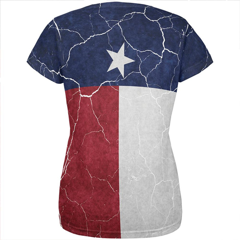 Distressed Texas Flag All Over Womens T Shirt Women's T-Shirts Old Glory   